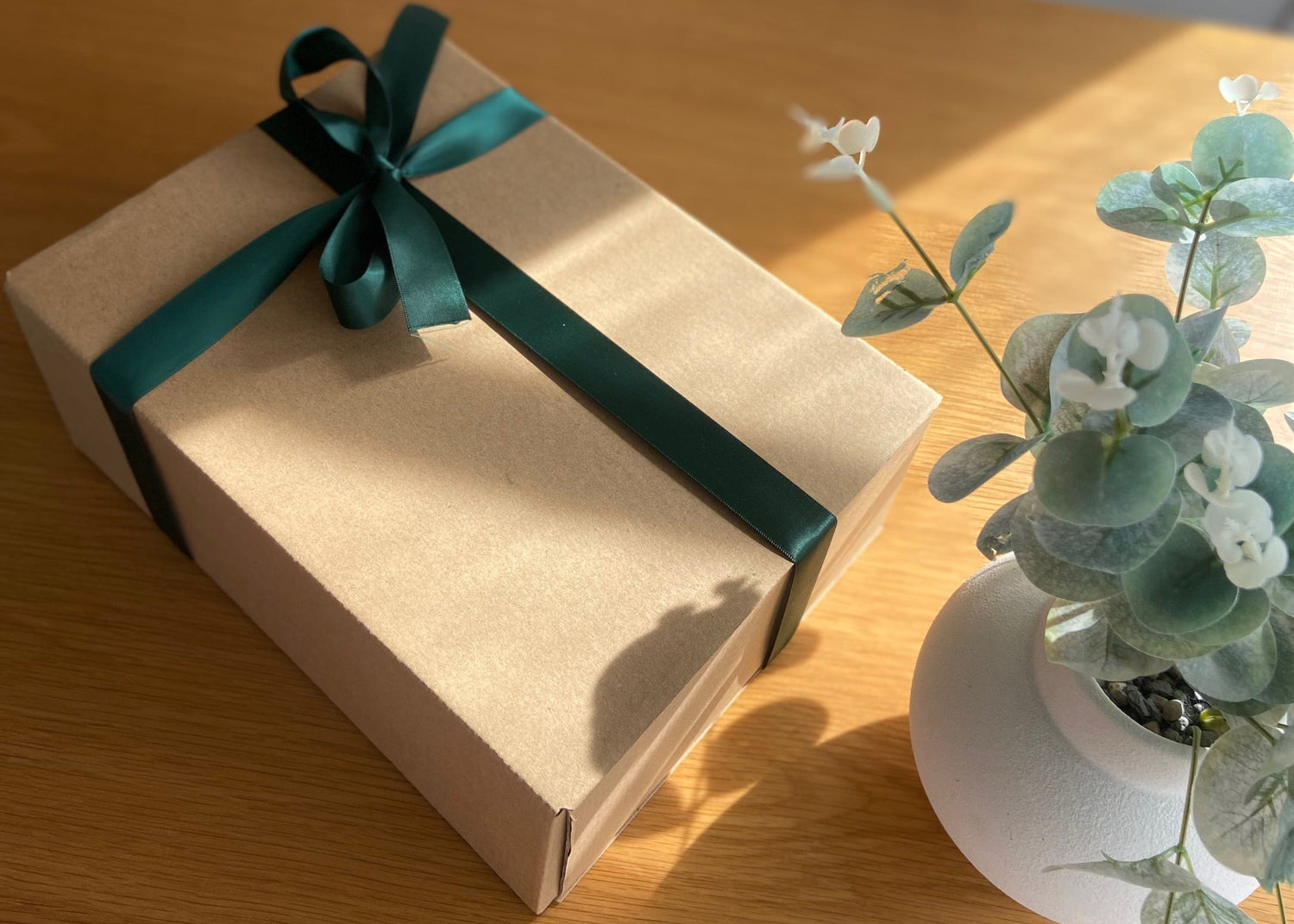 Gift Box with silk green ribbon
