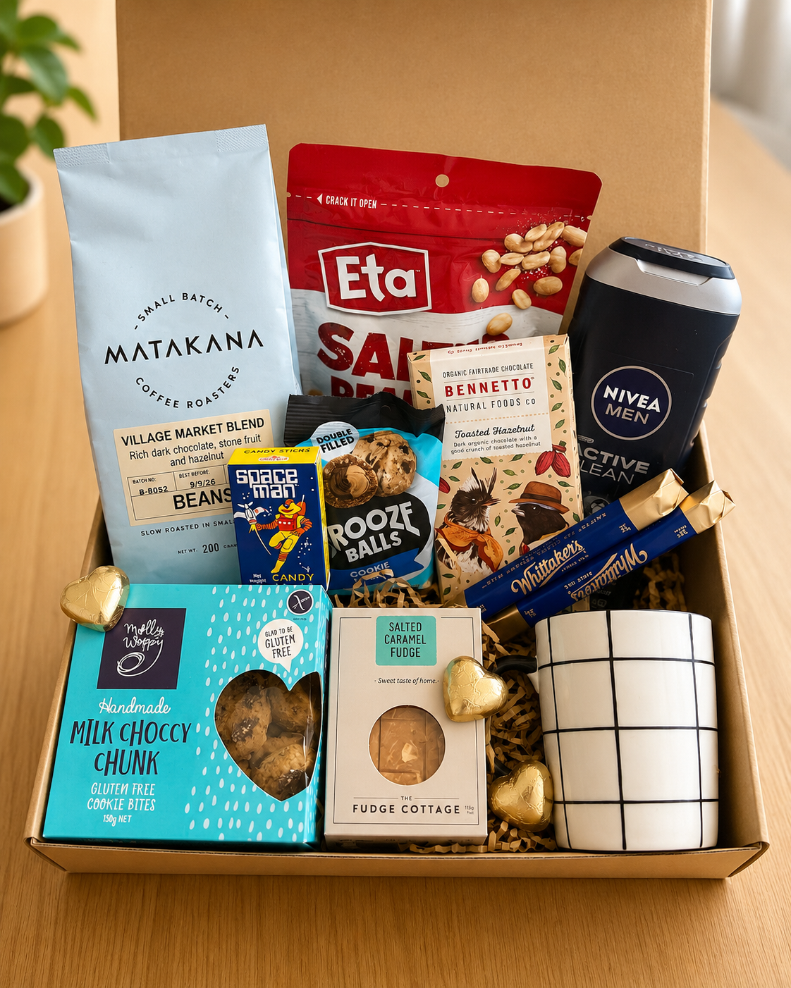 The Ultimate Dad Father's Day gift box with coffee chocolate cookies fudge and snacks